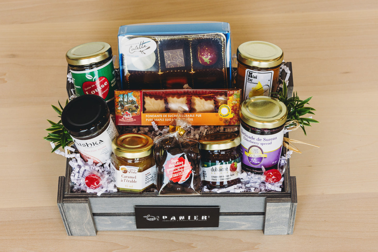 Emballage cadeau de sucre d'érable et pots de confiture